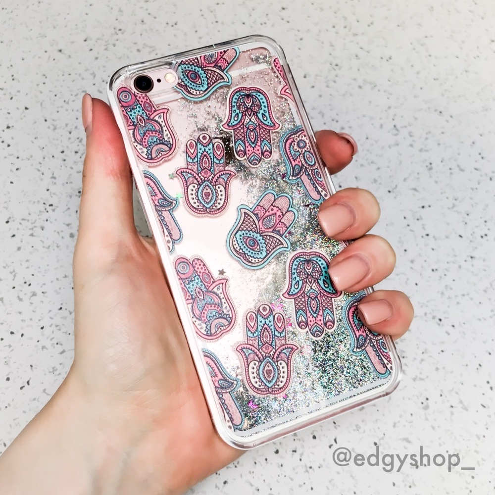 Hamsa Liquid Glitter iPhone Case